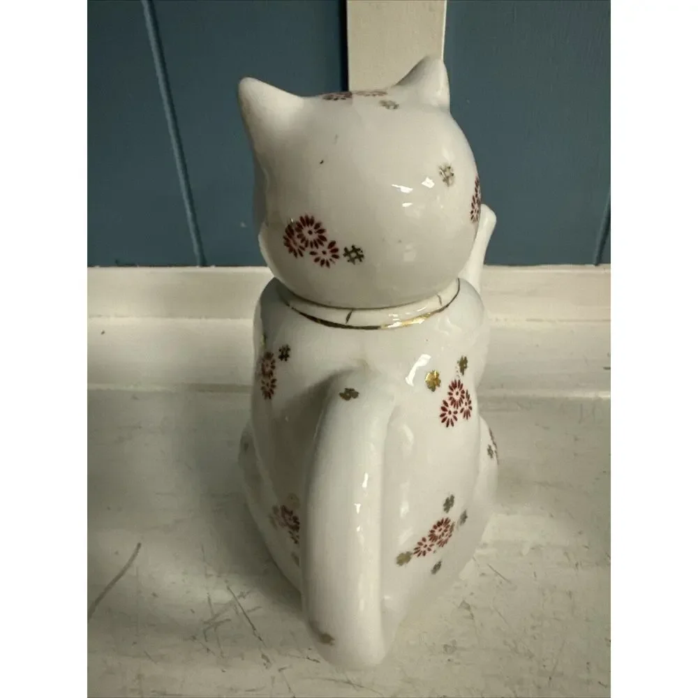 Vintage Oriental‎ Ceramic Kitty Fat Cat Teapot Tea Pot Made In China